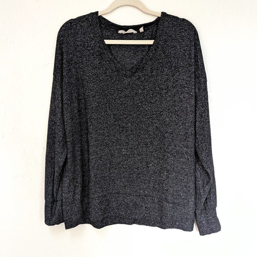Soft Surroundings Marabella Top Charcoal Heather Gray/Black V-neck Size XL